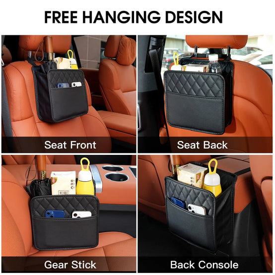 Car Seat Hanging Organizer Multifunctional Waterproof Storage Bag Black Pack of 2