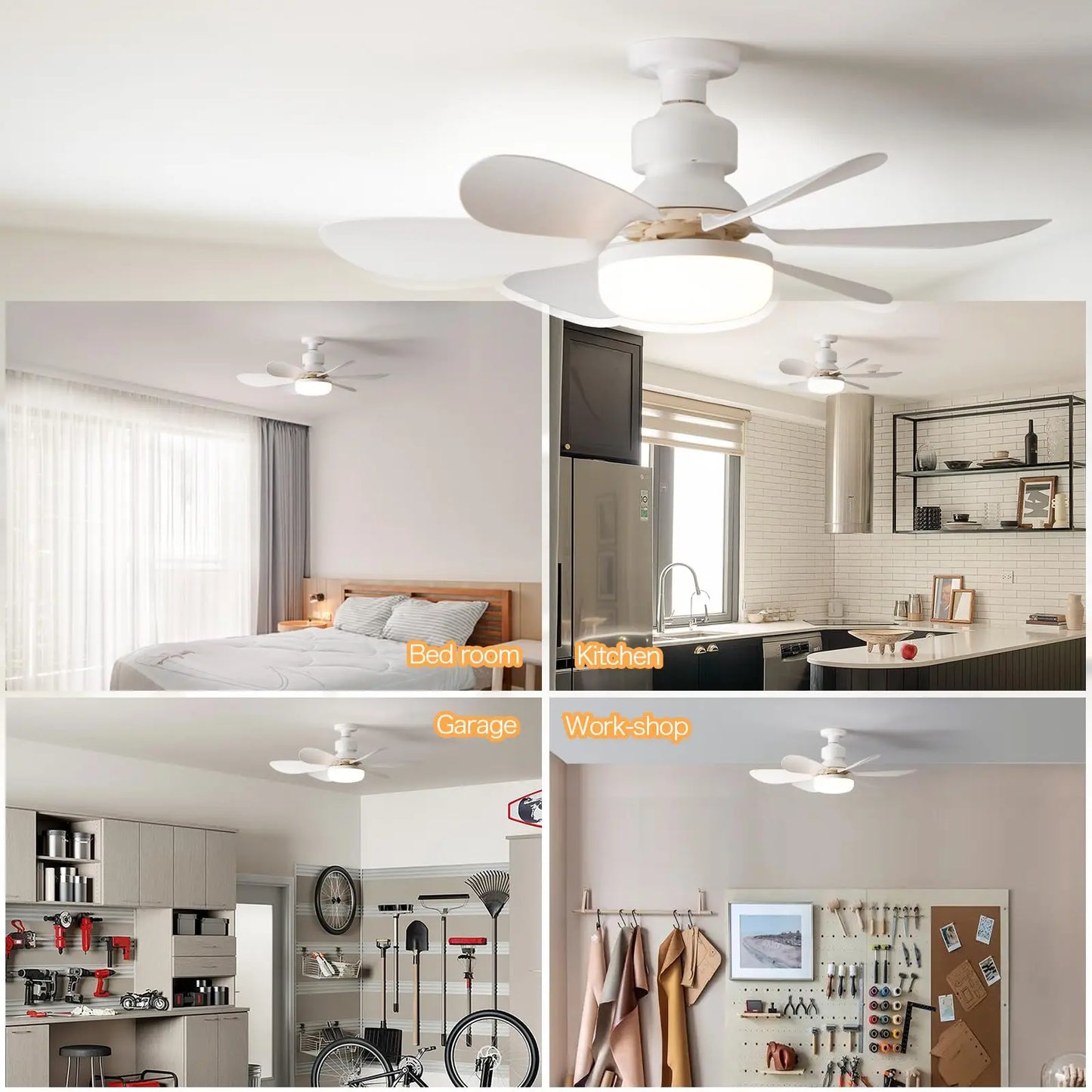 2 en 1 ventilador-lámpara led de 40W con control remoto 52cm diámetro color blanco