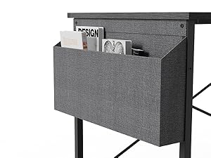 Escritorio en forma de L con estantes de almacenamiento, mesa reversible para estudio trabajo gaming color Negro