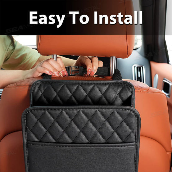 Car Seat Hanging Organizer Multifunctional Waterproof Storage Bag Black Pack of 2