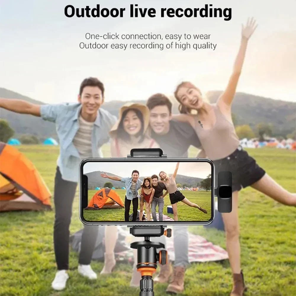 2-in-1 Wireless Lavalier Microphone for Live Streaming, YouTube, TikTok, Facebook, Interviews, Teachers, High-Quality Stereo Sound with Noise Cancellation Function
