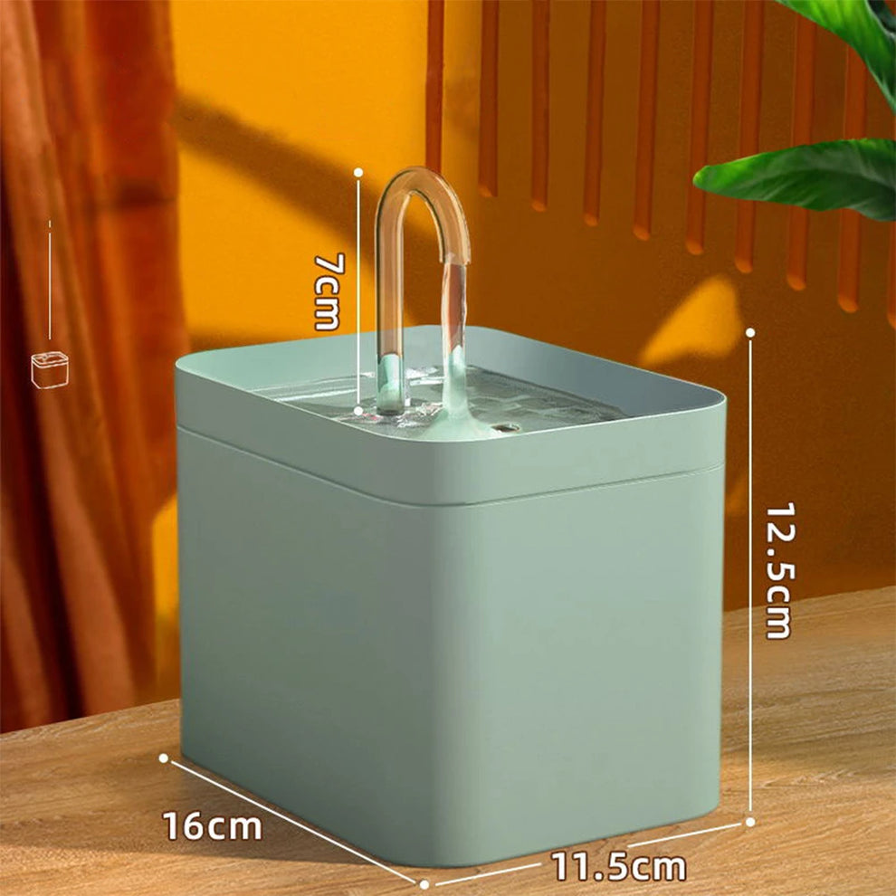 Pet water fountain, ultra-quiet USB electric dispenser with 3 water flow speeds, 1.5L capacity, green color