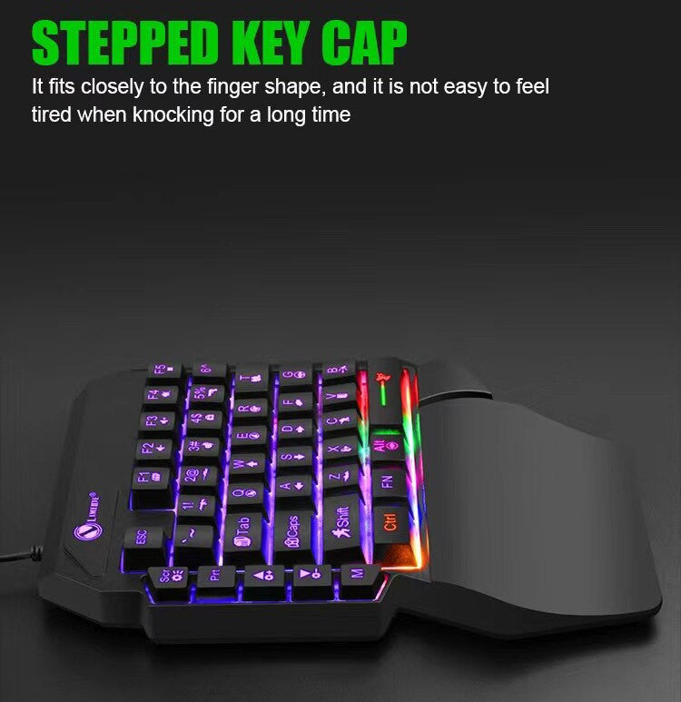 Ultra-Slim One-Handed Backlit Mini Gaming Keyboard 35 Keys