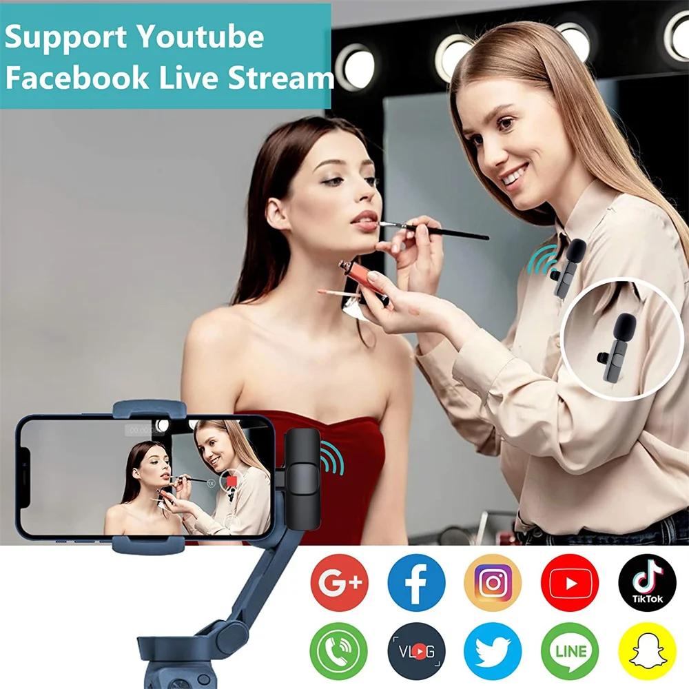 2-in-1 Wireless Lavalier Microphone for Live Streaming, YouTube, TikTok, Facebook, Interviews, Teachers, High-Quality Stereo Sound with Noise Cancellation Function