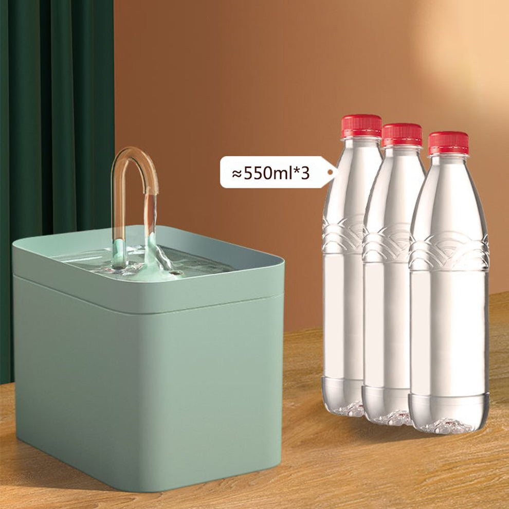 Pet water fountain, ultra-quiet USB electric dispenser with 3 water flow speeds, 1.5L capacity, green color