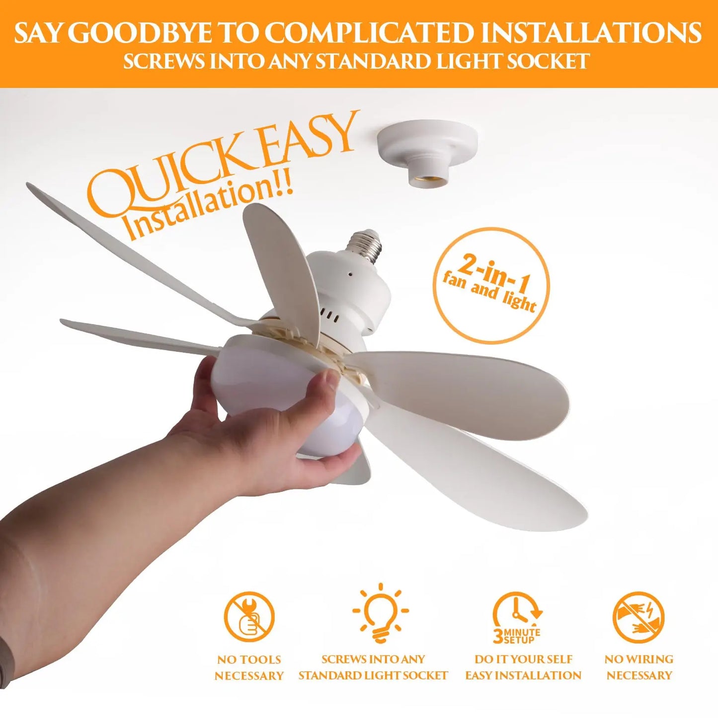 2 en 1 ventilador-lámpara led de 40W con control remoto 52cm diámetro color blanco