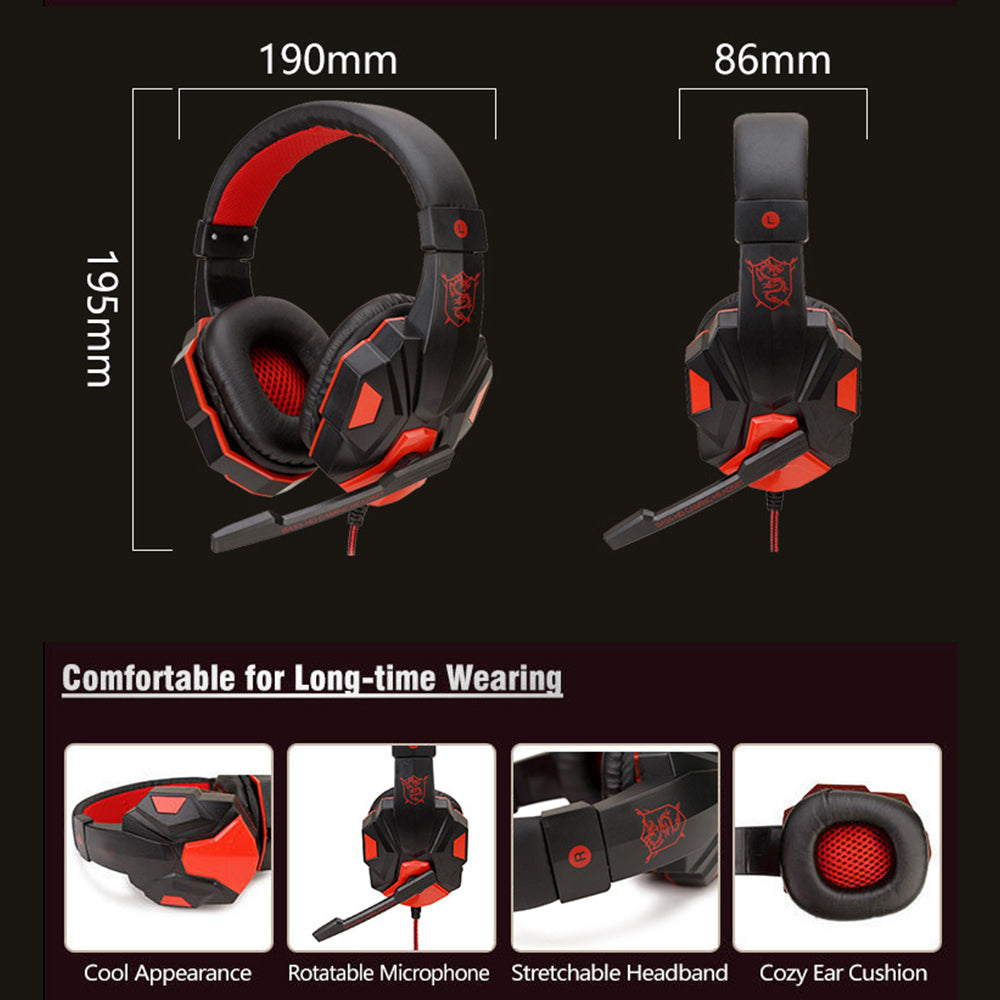 Auriculares HD-Hi-Fi para jugadores diseño ergonómico y plegable casco con micrófono para PS4, Xbox One Switch