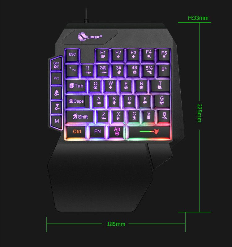 Ultra-Slim One-Handed Backlit Mini Gaming Keyboard 35 Keys
