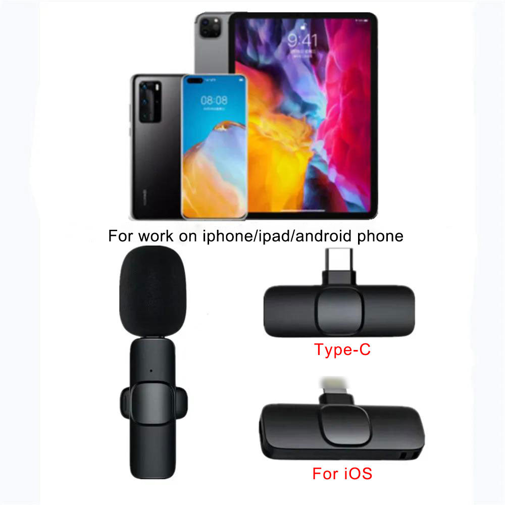 2-in-1 Wireless Lavalier Microphone for Live Streaming, YouTube, TikTok, Facebook, Interviews, Teachers, High-Quality Stereo Sound with Noise Cancellation Function