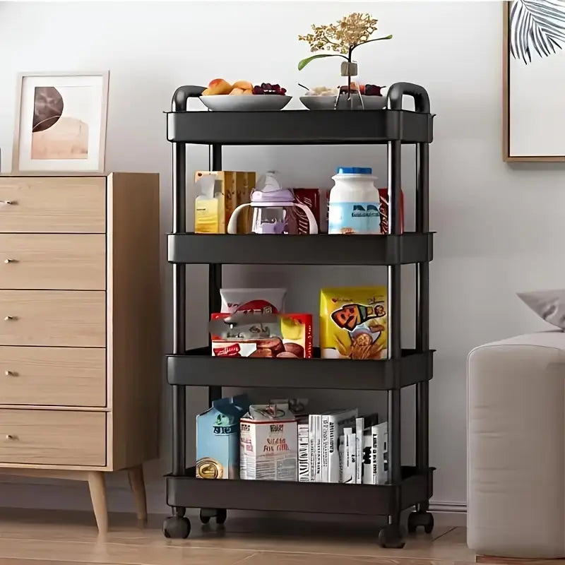 4-Tier Rolling Storage Cart, 36x24x92cm, Multi-Purpose, Plastic Material, 2-Pack Offer