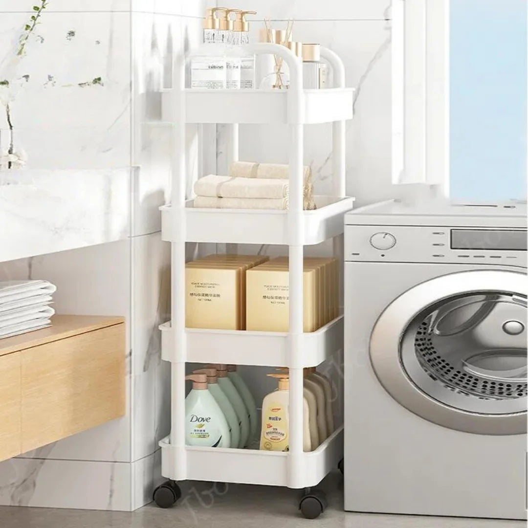 4-Tier Rolling Storage Cart, 36x24x92cm, Multi-Purpose, Plastic Material, 2-Pack Offer