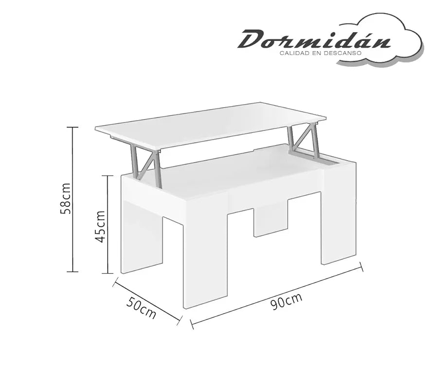 Lift-top coffee table 50x90x45cm available in 4 colors