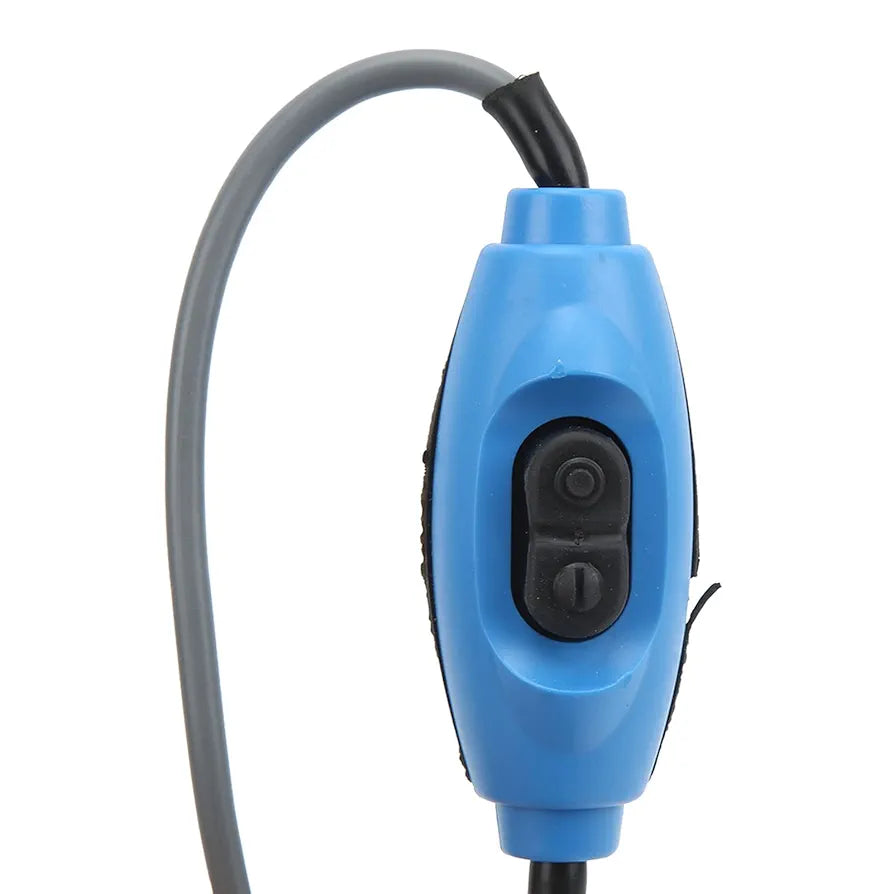Multi-purpose 12V portable shower with pump, cigarette lighter connection, for car washing, travel, camping, blue.