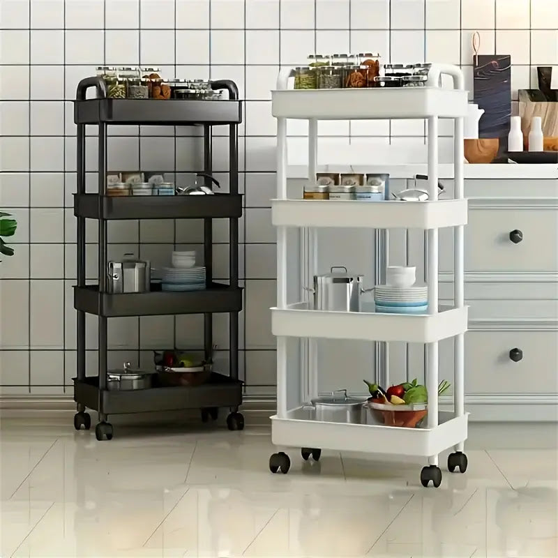 4-Tier Rolling Storage Cart, 36x24x92cm, Multi-Purpose, Plastic Material, 2-Pack Offer