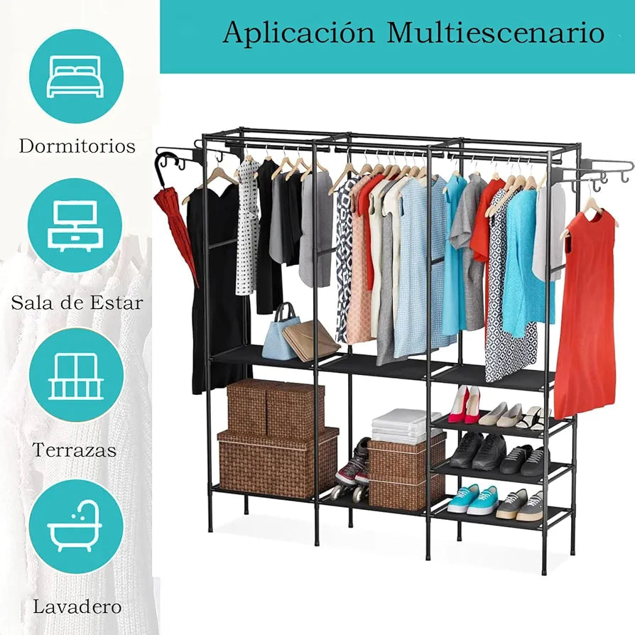 Perchero-zapatero multifuncional 3 en 1 170x108x36xm colores blanco o negro