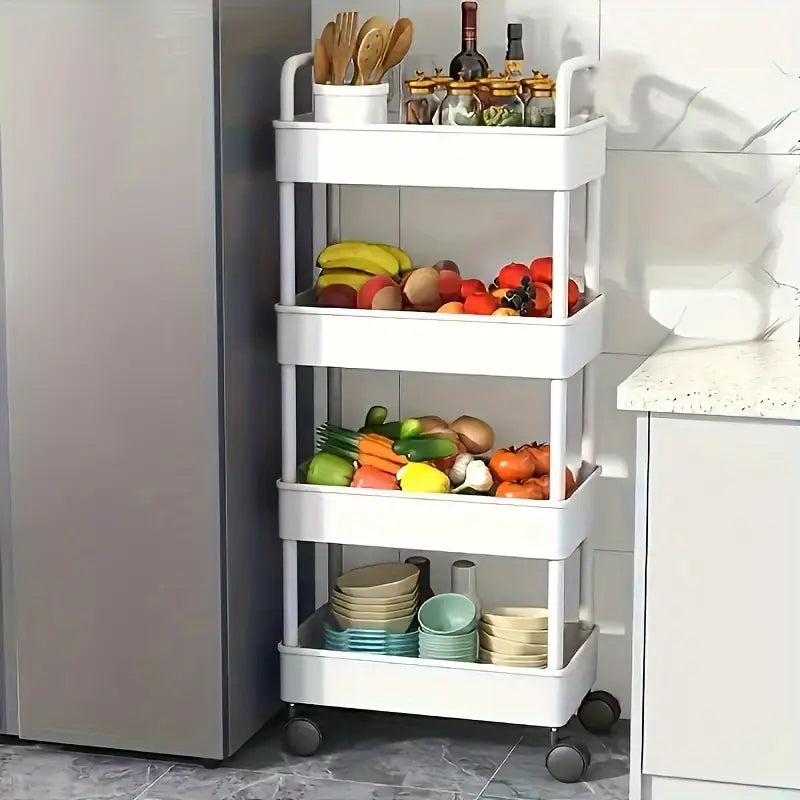 4-Tier Rolling Storage Cart, 36x24x92cm, Multi-Purpose, Plastic Material, 2-Pack Offer