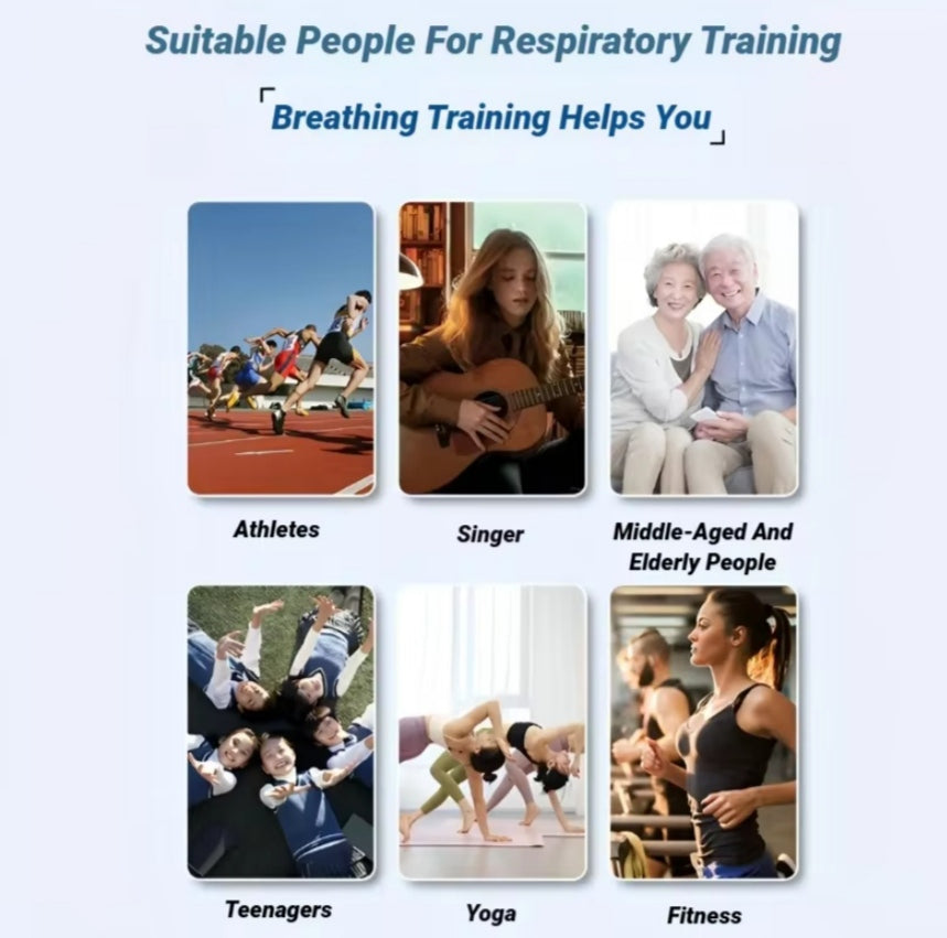 Black portable breathing exercise device