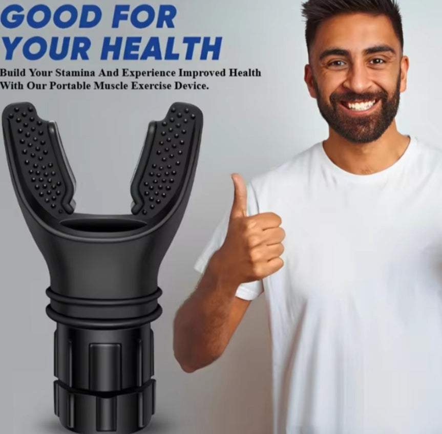 Black portable breathing exercise device