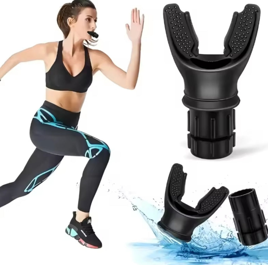 Black portable breathing exercise device