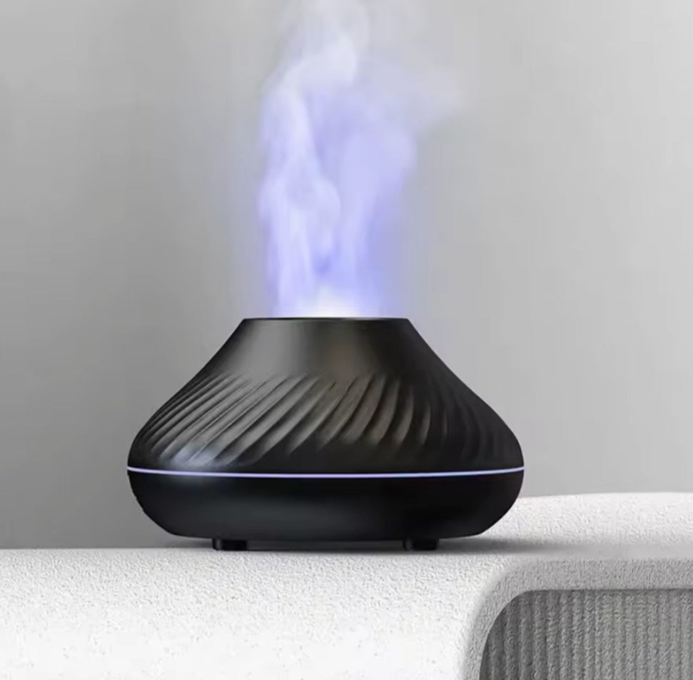 Volcano humidifier ultrasonic diffuser LED lamp with realistic flame effect 6 adjustable colors