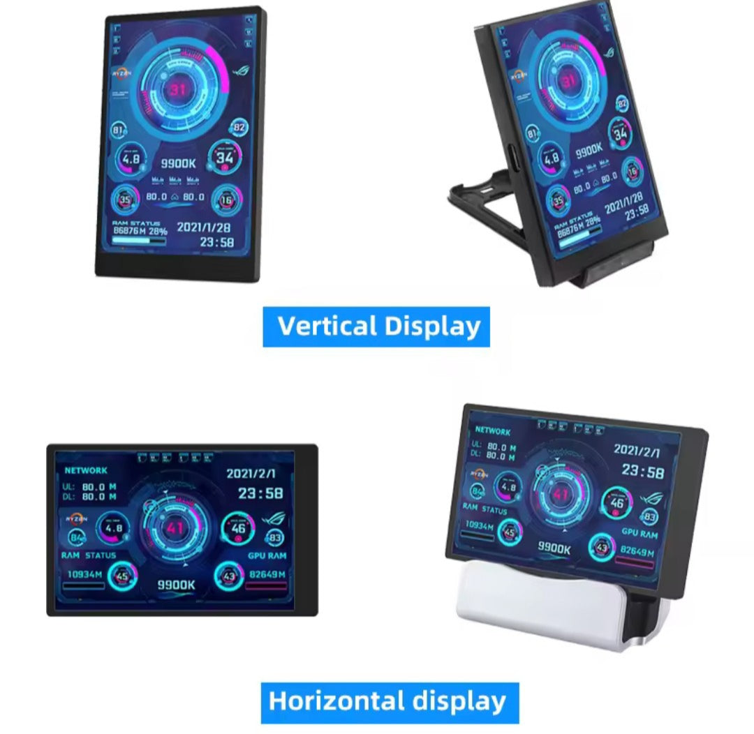 3.5 inch Type C IPS Secondary Display 320x480 USB LCD Monitor for CPU GPU RAM HDD AIDA64 Windows 10 11 (