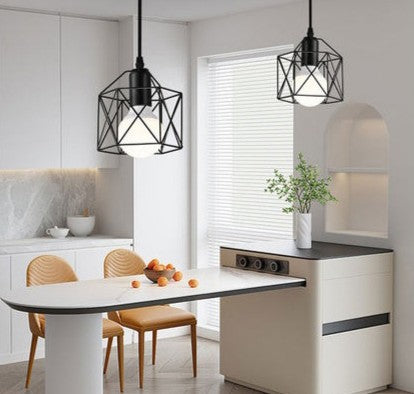 Industrial Style LED Pendant Light E27 Metal Base Retro Chandelier for Kitchen Island Cafe Staircase Hallway Living Room Bedroom AC85-265V Black Pack of 2