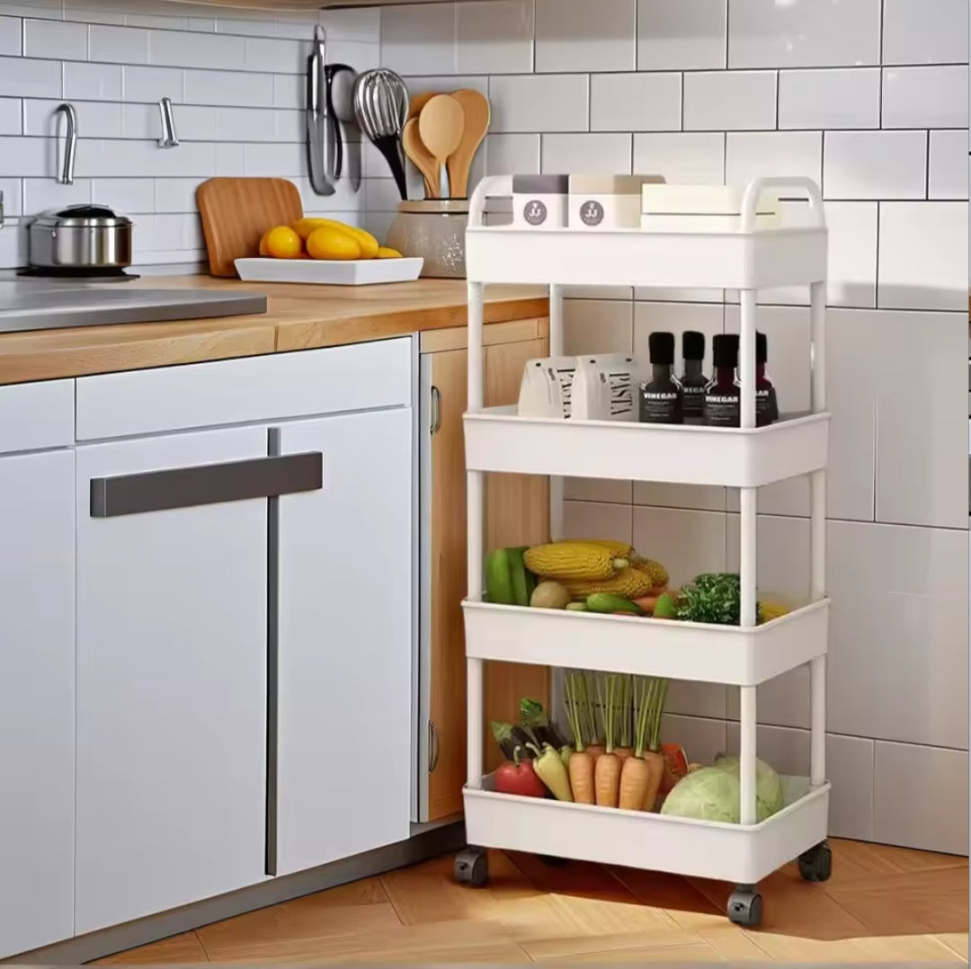 4-Tier Rolling Storage Cart, 36x24x92cm, Multi-Purpose, Plastic Material, 2-Pack Offer