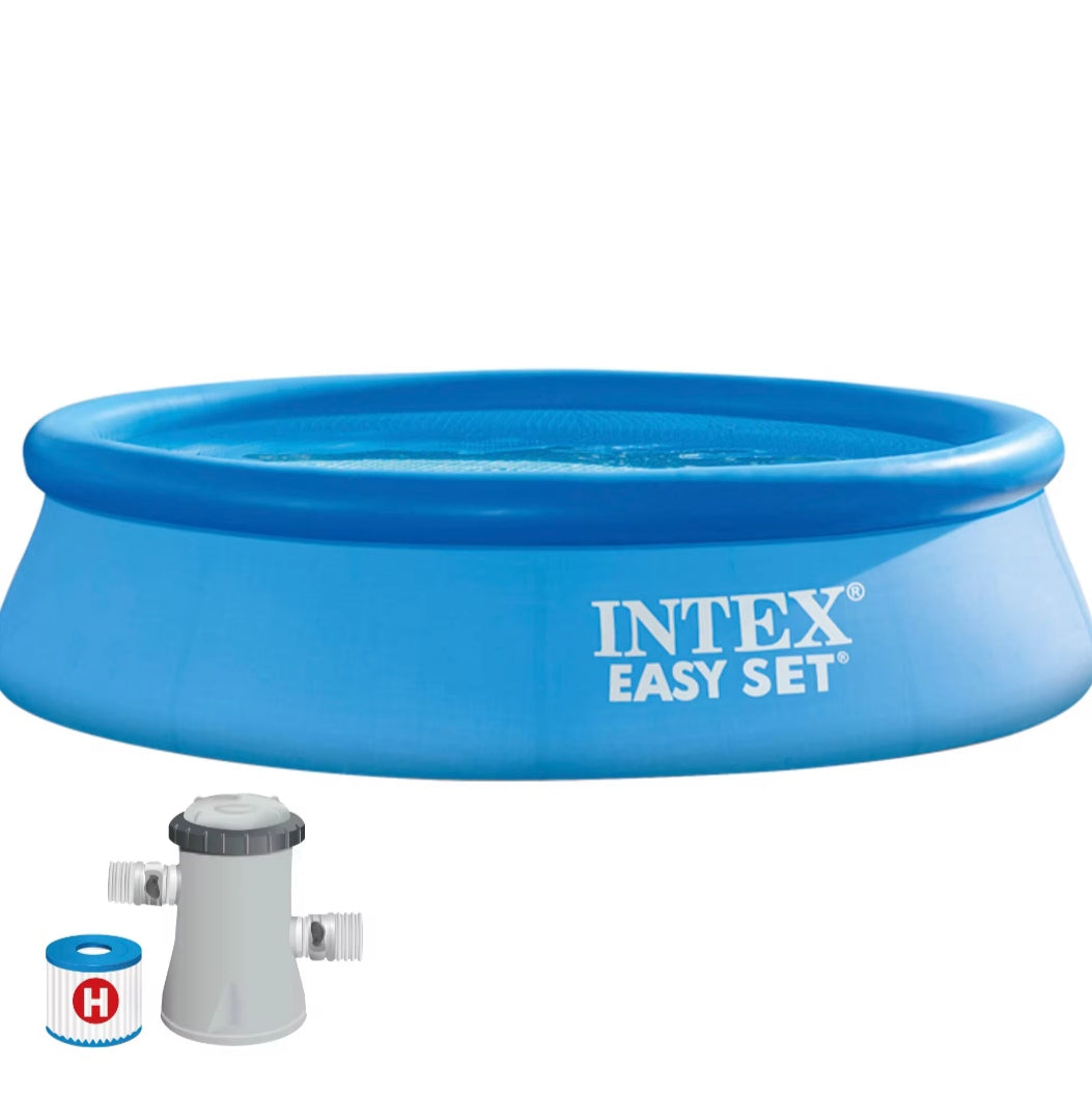 INTEX Easy Set round inflatable pool up to 4 meters in diameter with included filter, durable and easy to assemble