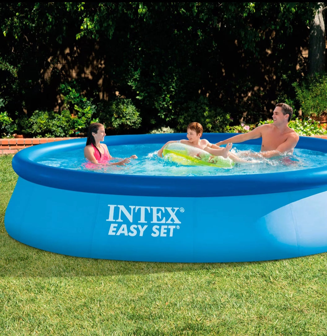 INTEX Easy Set round inflatable pool up to 4 meters in diameter with included filter, durable and easy to assemble