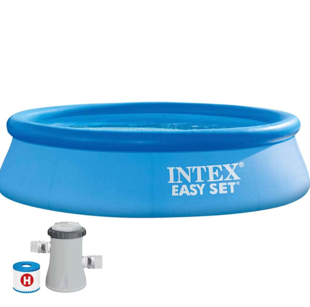 INTEX Easy Set round inflatable pool up to 4 meters in diameter with included filter, durable and easy to assemble