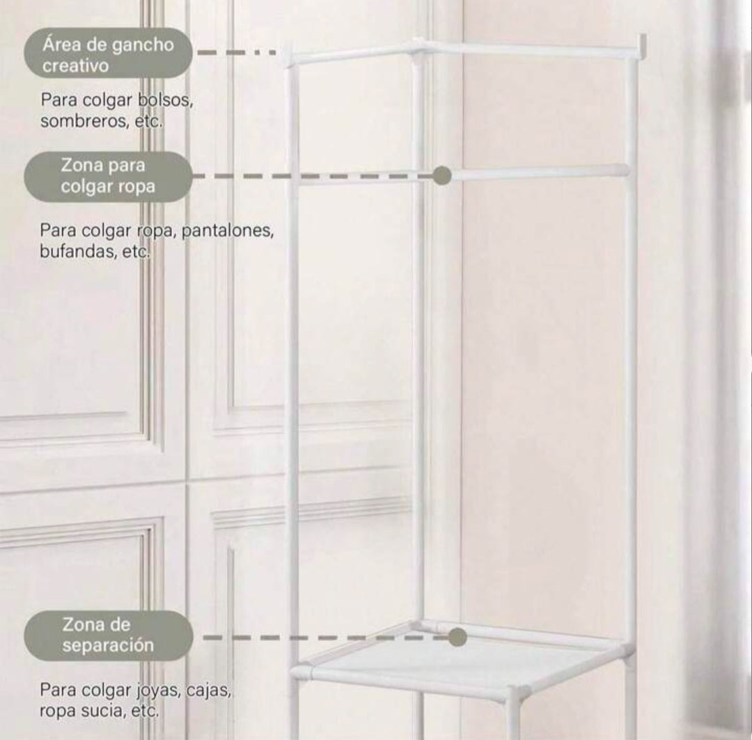 Triangular Coat Rack, Versatile Home Organizer with 3 Shelves, Easy Assembly, Metal and Plastic, White