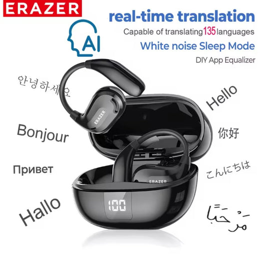 ERAZER XT66PRO auriculares inalámbricos Bluetooth con traductor DIY APP AI integrado traducción a 135 idiomas batería de larga duración impermeables IPX5