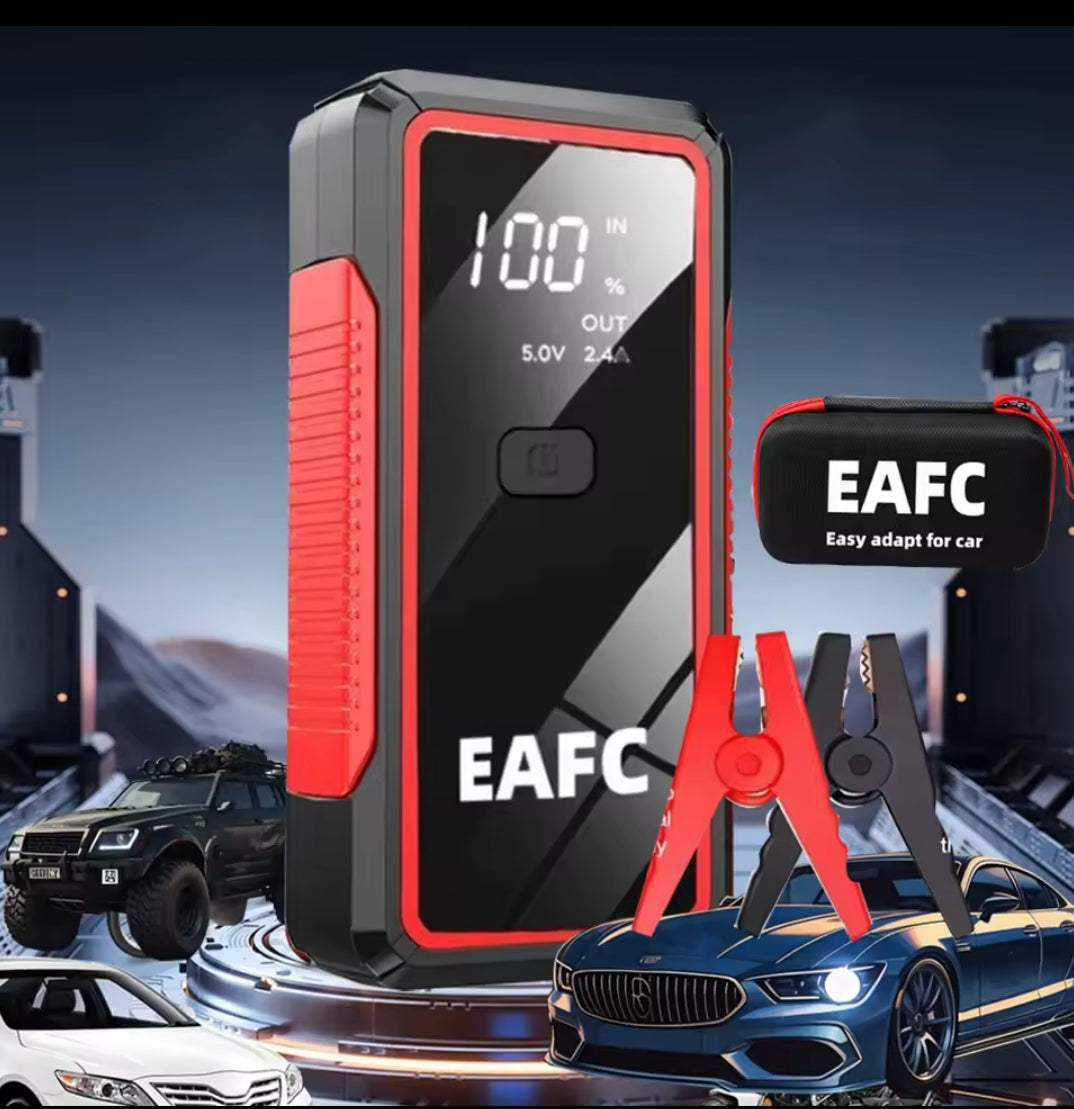 Dispositivo de arranque de emergencia batería coche 2000A 12V con Powerbank y linterna color Rojo/negro