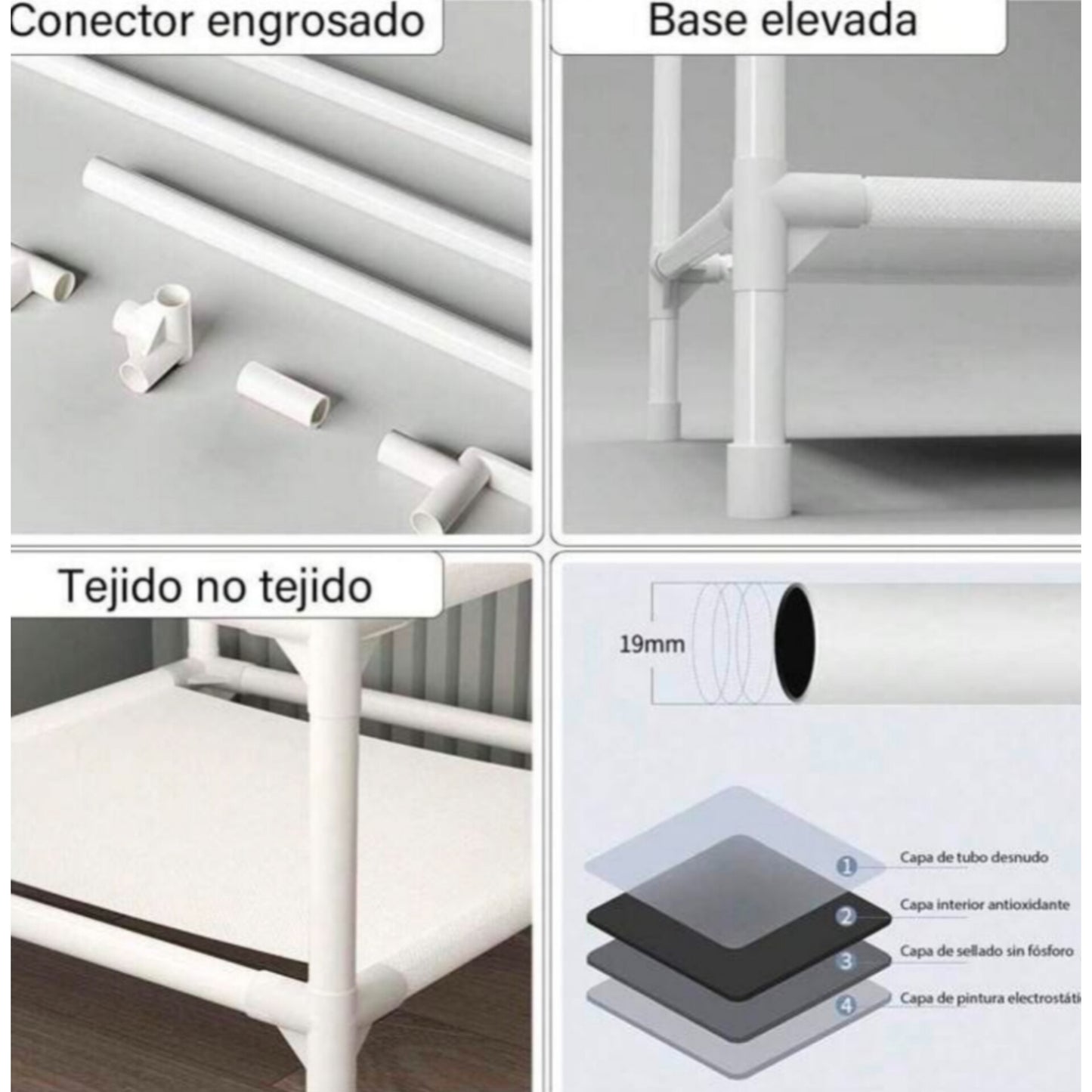 Triangular Coat Rack, Versatile Home Organizer with 3 Shelves, Easy Assembly, Metal and Plastic, White
