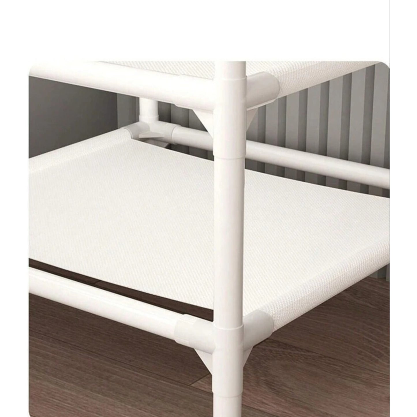 Triangular Coat Rack, Versatile Home Organizer with 3 Shelves, Easy Assembly, Metal and Plastic, White