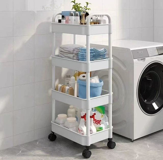 4-Tier Rolling Storage Cart, 36x24x92cm, Multi-Purpose, Plastic Material, 2-Pack Offer