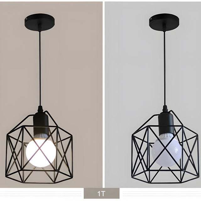 Industrial Style LED Pendant Light E27 Metal Base Retro Chandelier for Kitchen Island Cafe Staircase Hallway Living Room Bedroom AC85-265V Black Pack of 2