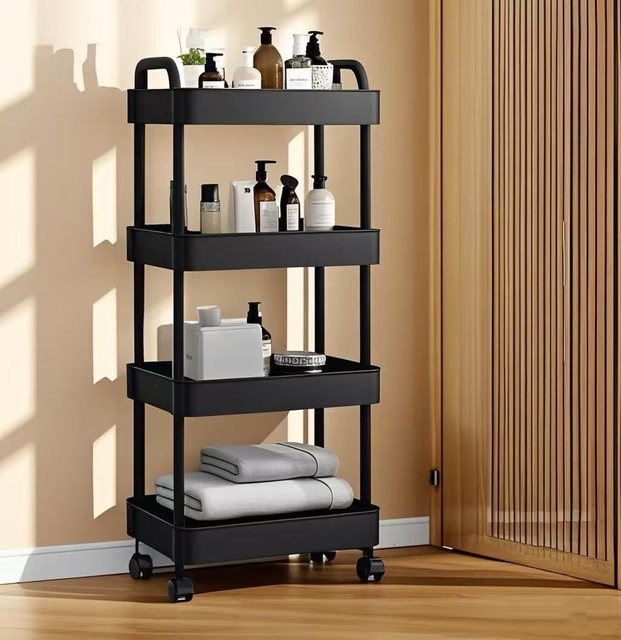 4-Tier Rolling Storage Cart, 36x24x92cm, Multi-Purpose, Plastic Material, 2-Pack Offer