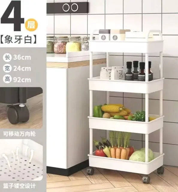 4-Tier Rolling Storage Cart, 36x24x92cm, Multi-Purpose, Plastic Material, 2-Pack Offer