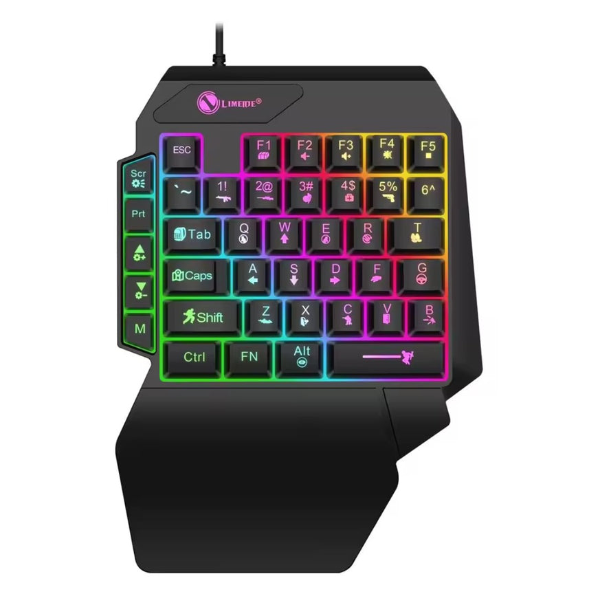Ultra-Slim One-Handed Backlit Mini Gaming Keyboard 35 Keys