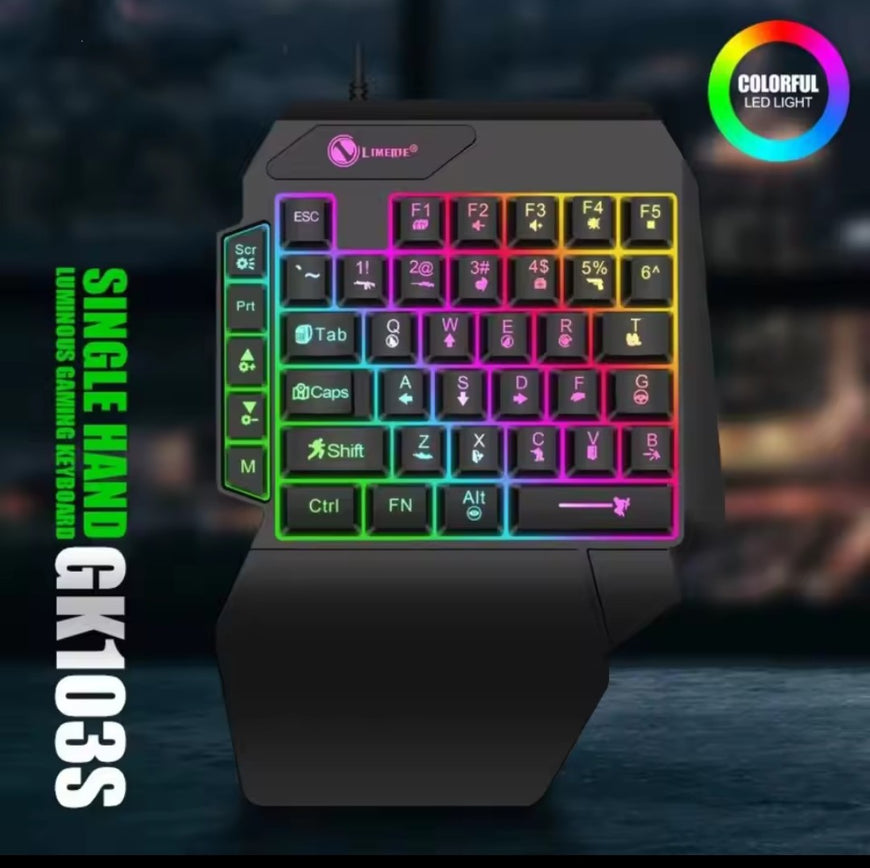 Ultra-Slim One-Handed Backlit Mini Gaming Keyboard 35 Keys