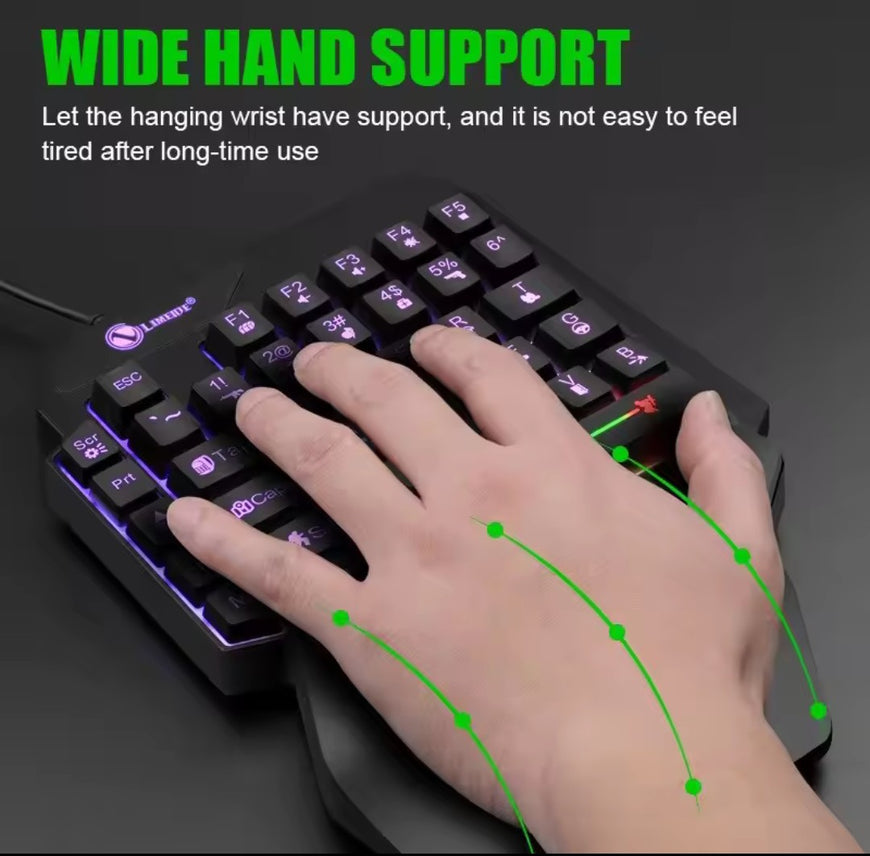 Ultra-Slim One-Handed Backlit Mini Gaming Keyboard 35 Keys