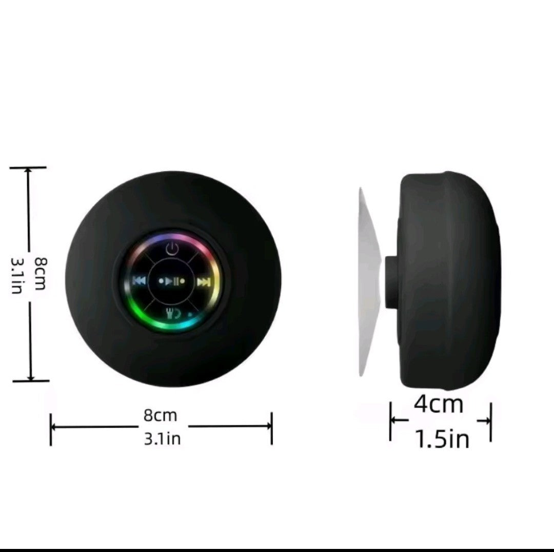 Mini Wireless Bluetooth Speaker with LED Lights, IPX4 Waterproof, Built-in Strong Suction Cup for Bathroom, Beach, Pool, Outdoor Activities, PC, Tablet, Mobile Phone