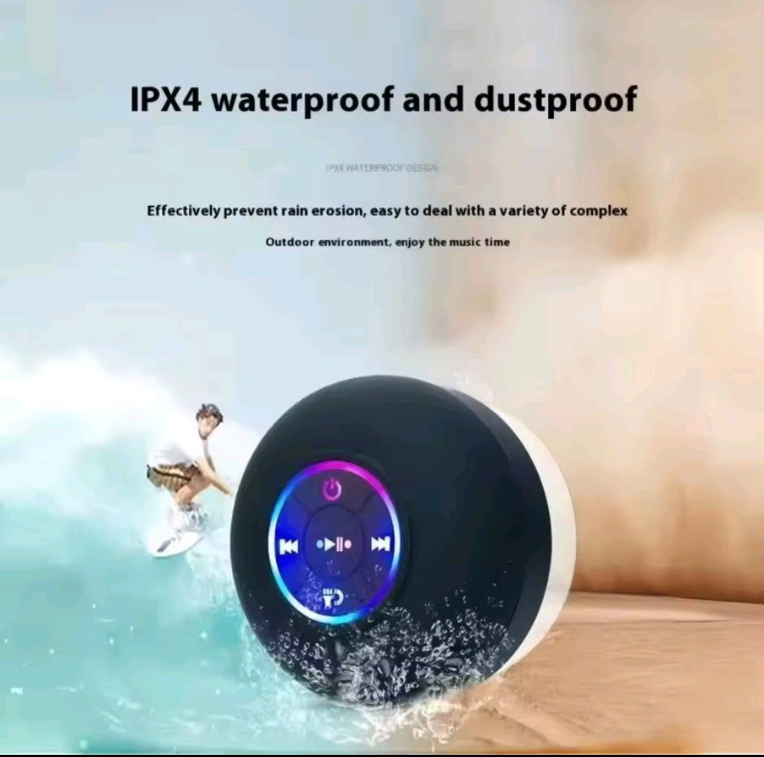 Mini Wireless Bluetooth Speaker with LED Lights, IPX4 Waterproof, Built-in Strong Suction Cup for Bathroom, Beach, Pool, Outdoor Activities, PC, Tablet, Mobile Phone