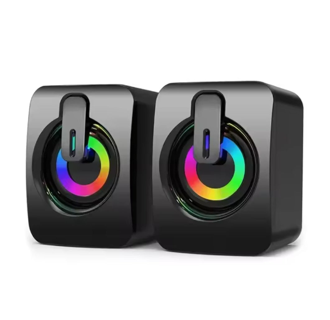 Mini Bluetooth Speakers with RGB LED Lights, Microphone Support, HiFi Stereo Sound, USB Connection for PC, Desktop, Office, Laptop