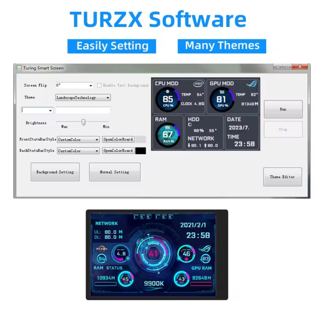 3.5 inch Type C IPS Secondary Display 320x480 USB LCD Monitor for CPU GPU RAM HDD AIDA64 Windows 10 11 (