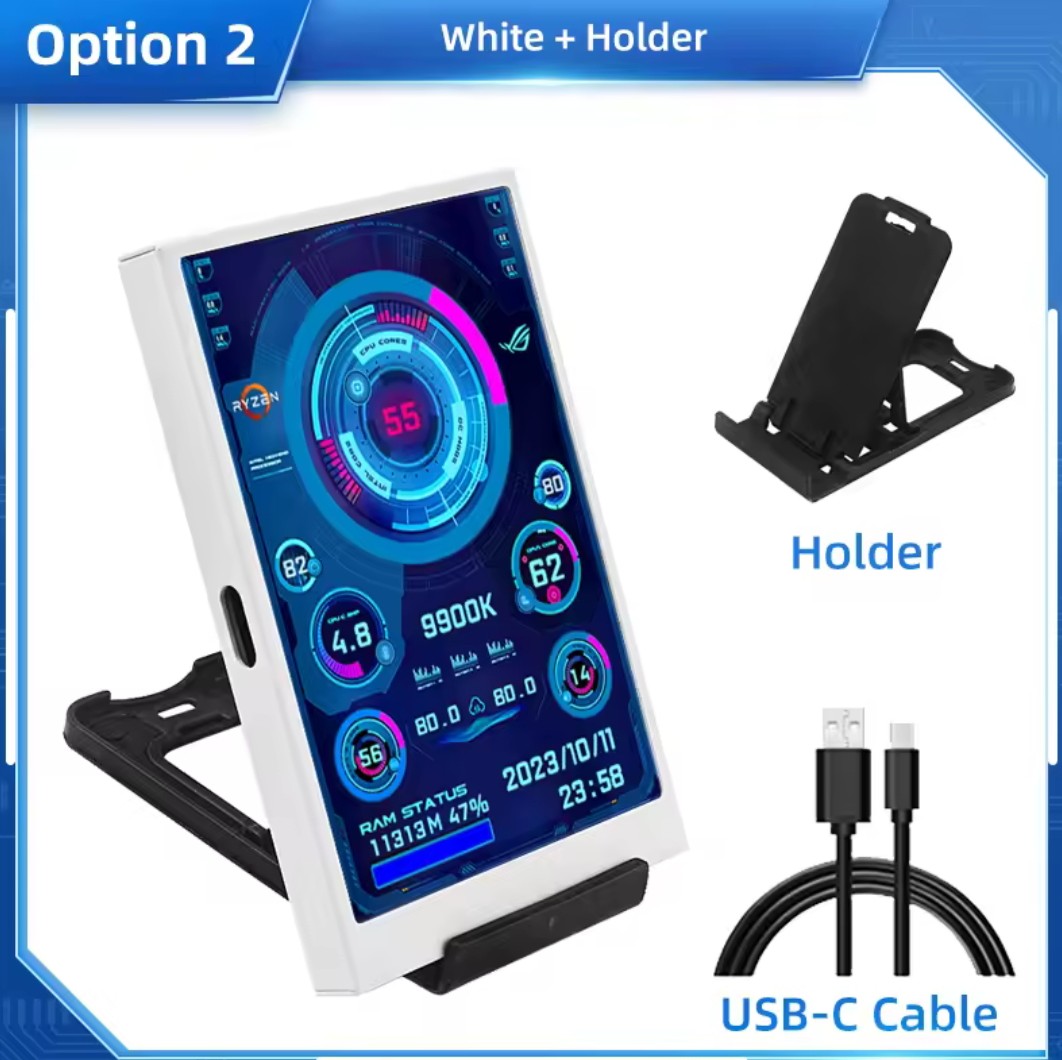 3.5 inch Type C IPS Secondary Display 320x480 USB LCD Monitor for CPU GPU RAM HDD AIDA64 Windows 10 11 (