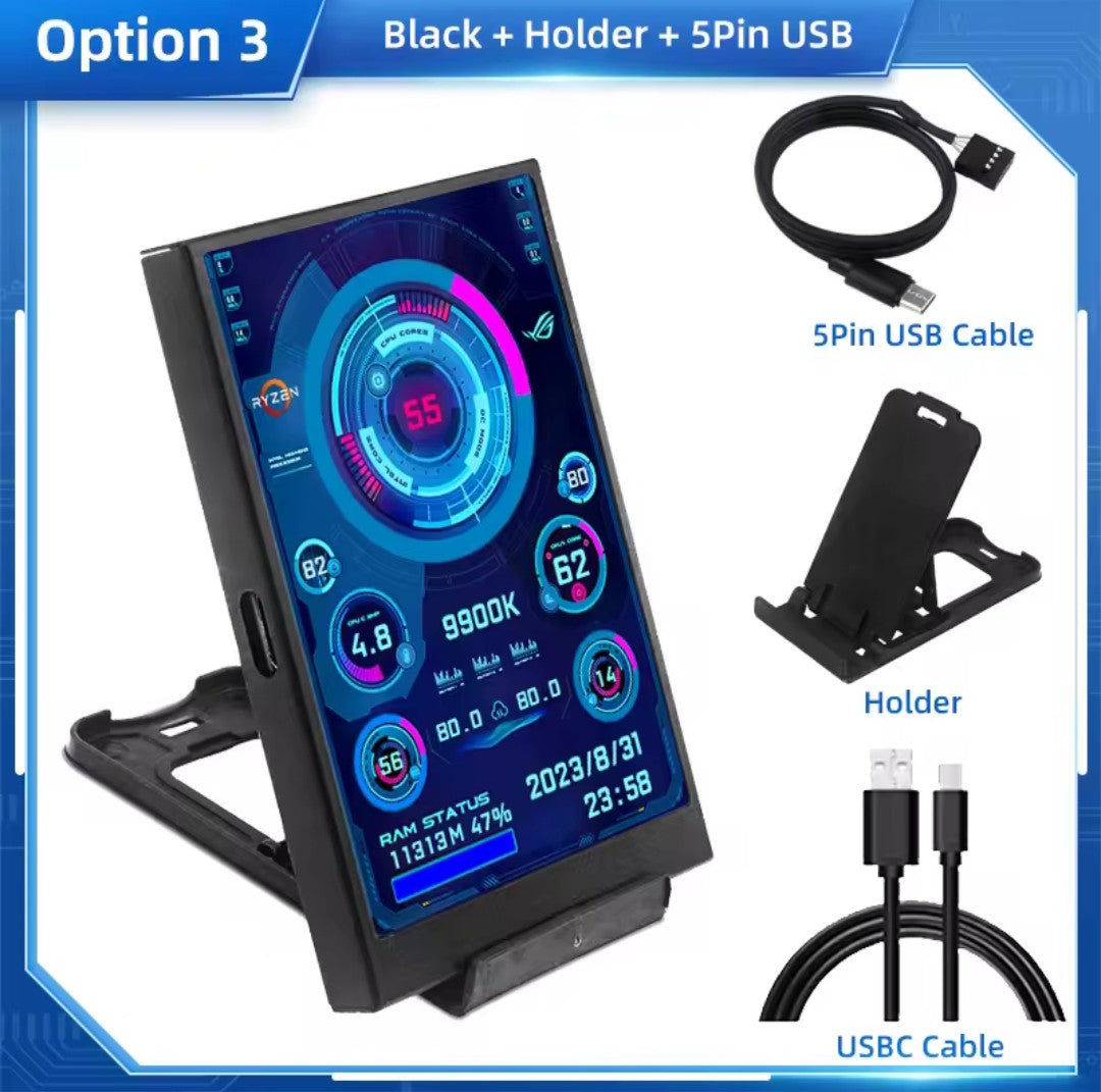 3.5 inch Type C IPS Secondary Display 320x480 USB LCD Monitor for CPU GPU RAM HDD AIDA64 Windows 10 11 (