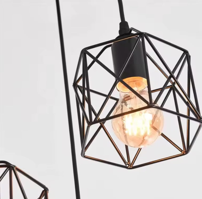 Industrial Style LED Pendant Light E27 Metal Base Retro Chandelier for Kitchen Island Cafe Staircase Hallway Living Room Bedroom AC85-265V Black Pack of 2