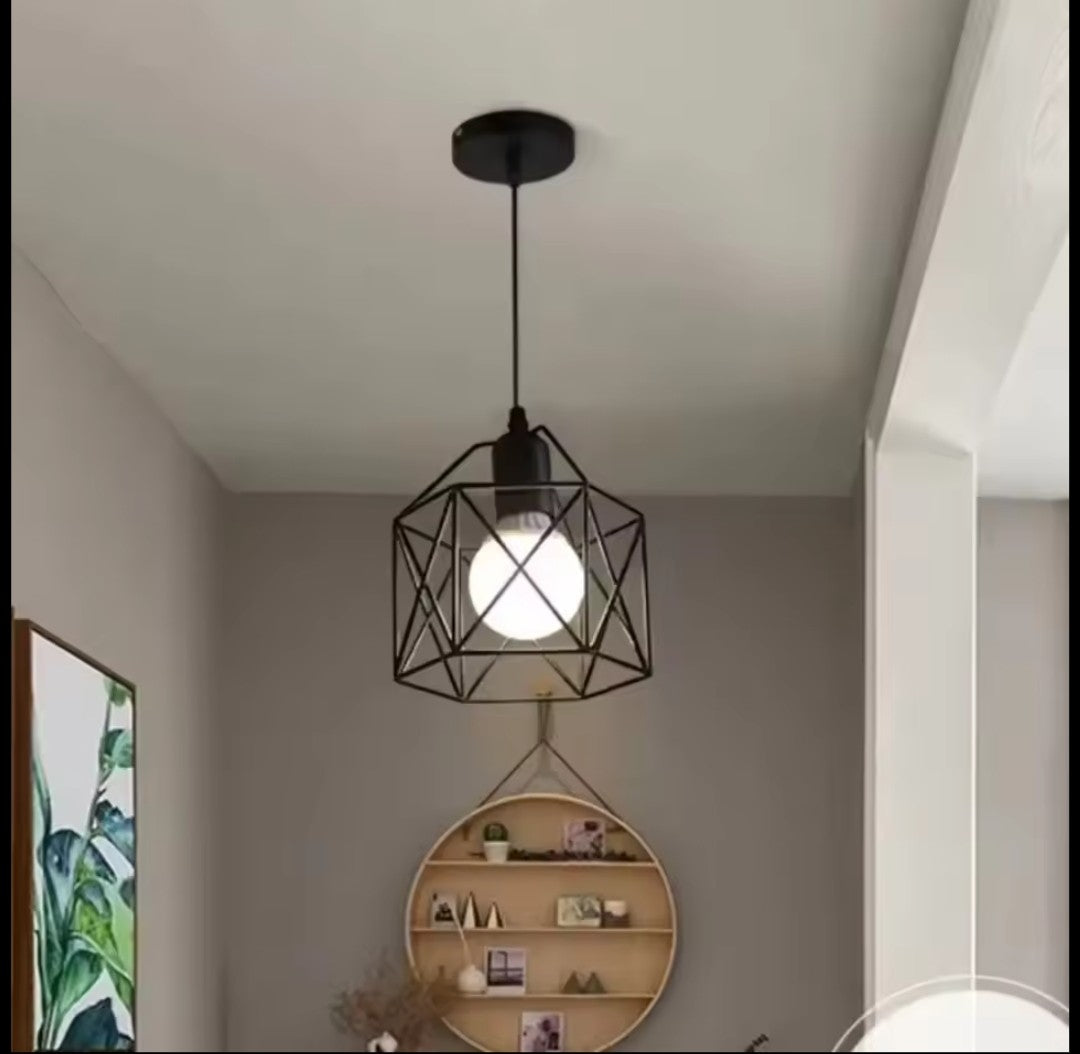 Industrial Style LED Pendant Light E27 Metal Base Retro Chandelier for Kitchen Island Cafe Staircase Hallway Living Room Bedroom AC85-265V Black Pack of 2